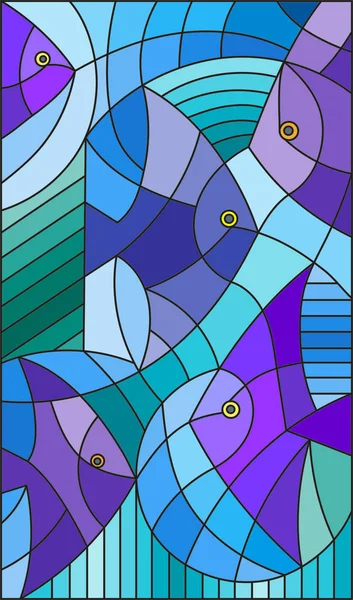 Vitray stil soyut balık çizimde
