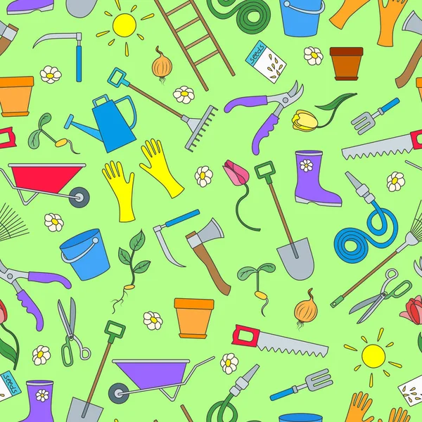 Ekim ve hasat, basit renkli simgeler siyah yeşil arka plan üzerinde büyüyen Bahçe temalı seamless modeli