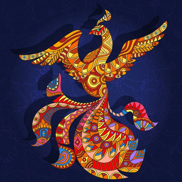 Koyu mavi çiçek arka plan üzerinde kırmızı bir tavus soyut resim