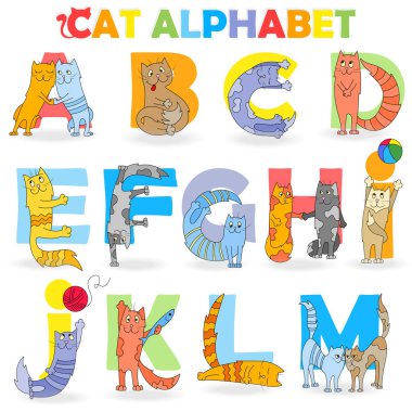 Latin alfabesi, Bölüm 1, a M, komik karikatür kedi mektupları şeklinde