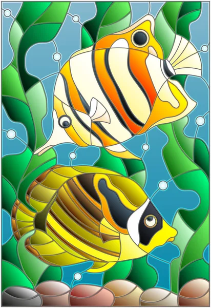 Ilustración en estilo vitral con un par de manteca de pescado — Vector de stock