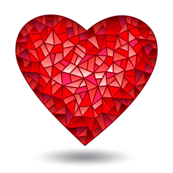 Illustration avec coeur rouge verre, isolé sur fond blanc — Image vectorielle