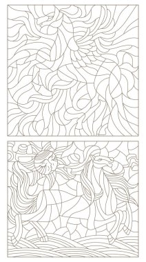 Vitray soyut atları ile kontur çizimi ayarla