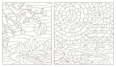 Vitray kontur çizimleri Doğu manzaraları ayarla