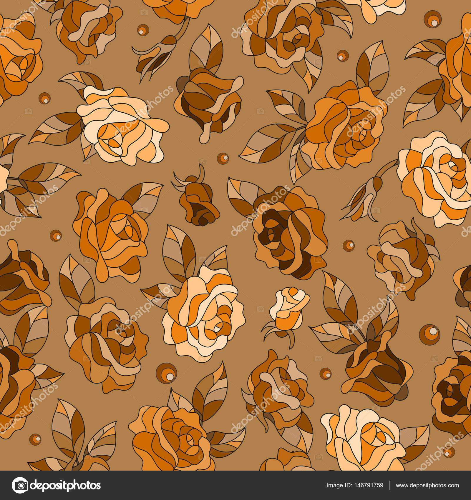 Stained Glass Leaf Patterns Seamless Pattern With Spring