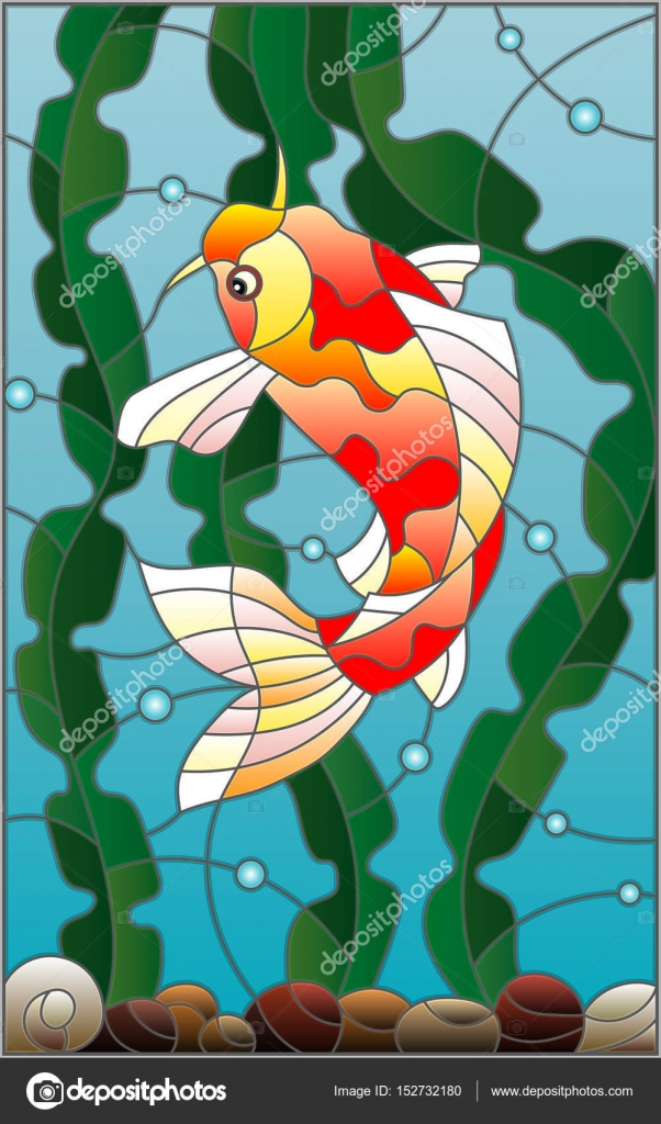 Illustration In Stained Glass Style With A Fish Carp On The Background Of Water And Algae Stock Vector Image By C Zagory Illustration In Stained Glass Style With A Fish Carp On The Background Of Water And Algae Stock Vector Image By C Zagory