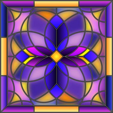 Vitray tarzı geometrik soyut resim çizimde