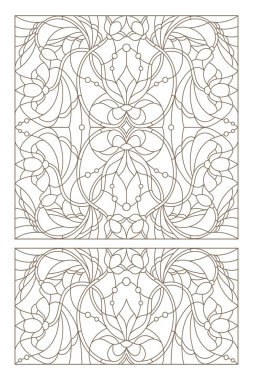 Boyalı camların dış hatlarını soyut girdaplar ve çiçeklerle, yatay yönelimle ayarla