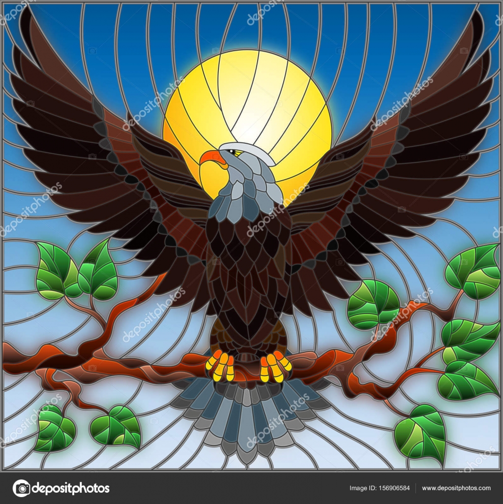 マイケル・バートレット ヴィンテージ ステンドグラス ハクトウワシ