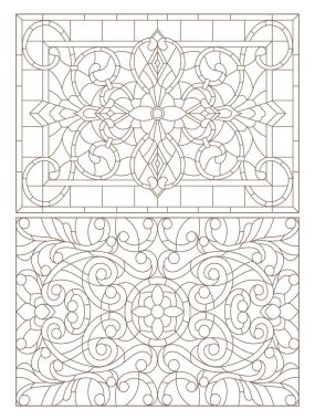 Boyalı camların dış hatlarını soyut girdaplar ve çiçeklerle, yatay yönelimle ayarla