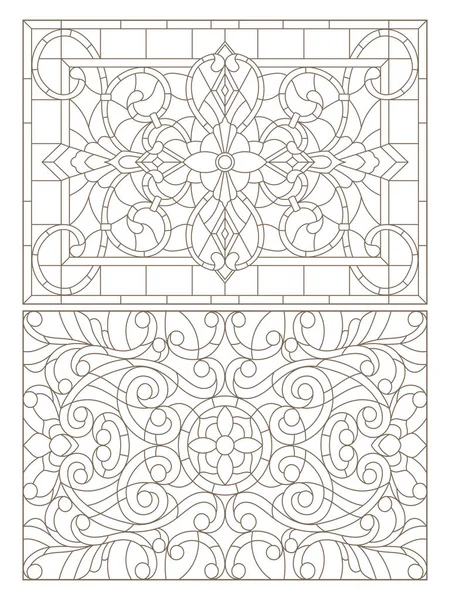 Boyalı camların dış hatlarını soyut girdaplar ve çiçeklerle, yatay yönelimle ayarla