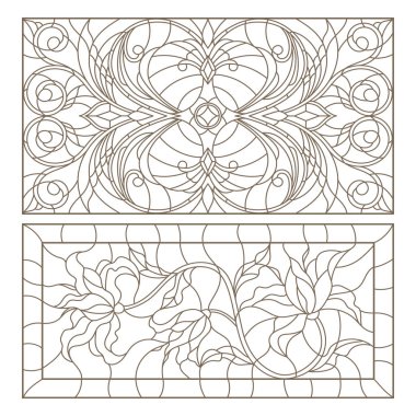 Boyalı camların dış hatlarını soyut girdaplar ve çiçeklerle, yatay yönelimle ayarla