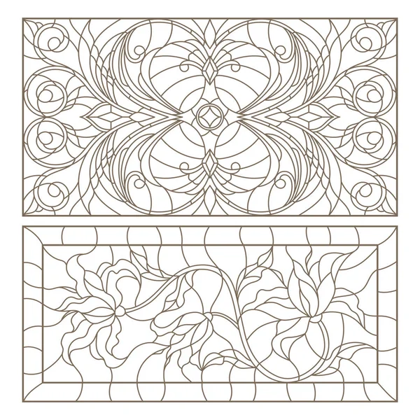 Boyalı camların dış hatlarını soyut girdaplar ve çiçeklerle, yatay yönelimle ayarla