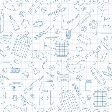 Evde beslenen hayvan kaygı, evde beslenen hayvan dükkan, basit kontür simgeler, mavi kontur simgeler temiz yazma kitap gökyüzünde bir kafes içinde bir konu sorunsuz arka plan