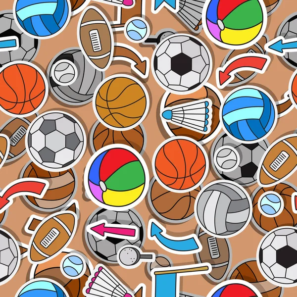 Yaz sporları, spor toplar, oklar ve bayrakları konulu seamless modeli