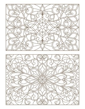 Boyalı camların dış hatlarını soyut girdaplar ve çiçeklerle, yatay yönelimle ayarla