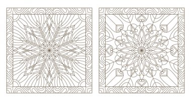 Vitray kar taneleri ile kontur çizimleri çerçevesinde, kare görüntü ayarla