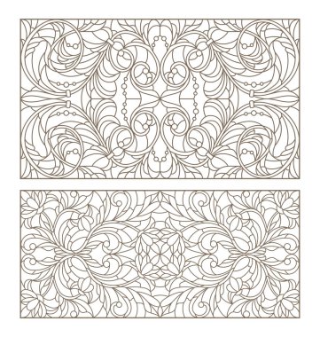 Boyalı camların dış hatlarını soyut girdaplar ve çiçeklerle, yatay yönelimle ayarla