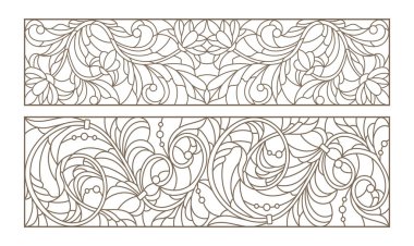 Boyalı camların dış hatlarını soyut girdaplar ve çiçeklerle, yatay yönelimle ayarla