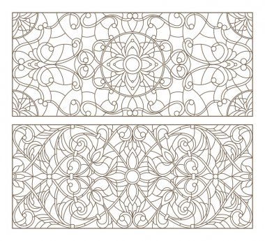 Boyalı camların dış hatlarını soyut girdaplar ve çiçeklerle, yatay yönelimle ayarla