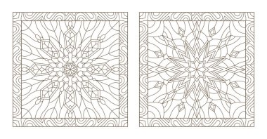 Vitray kar taneleri ile kontur çizimleri çerçevesinde, kare görüntü ayarla