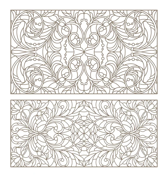 Boyalı camların dış hatlarını soyut girdaplar ve çiçeklerle, yatay yönelimle ayarla