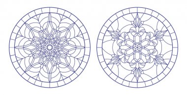Vitray kar taneleri ile kontur resimler görüntü yuvarlak çerçeve ayarla