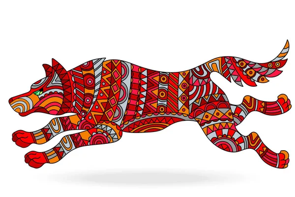 Ilustração com abstrato pintado um cão vermelho em um fundo branco, isolar — Vetor de Stock