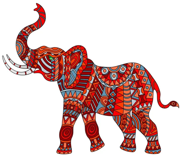 Ilustração de elefante vermelho abstrato sobre fundo branco, isolar — Vetor de Stock