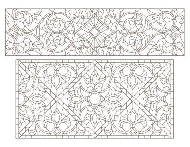 Boyalı camların dış hatlarını soyut girdaplar ve çiçeklerle, yatay yönelimle ayarla