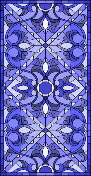 Ilustração em estilo vitral com redemoinhos abstratos, flores e folhas em um fundo claro, orientação vertical gama azul — Vetor de Stock