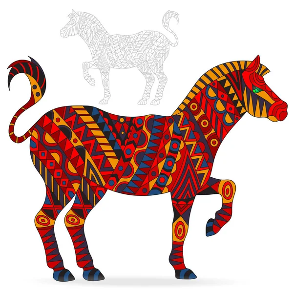 Illustratie van abstract red Zebra, dierlijke en geschilderde de omtrek op witte achtergrond, isoleren — Stockvector