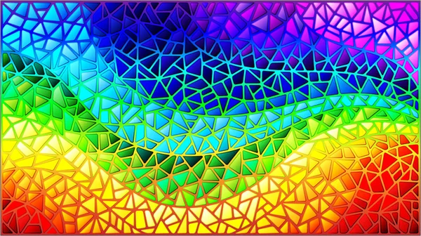 Fondo de vitral abstracto, los elementos coloreados dispuestos en el espectro del arco iris — Vector de stock