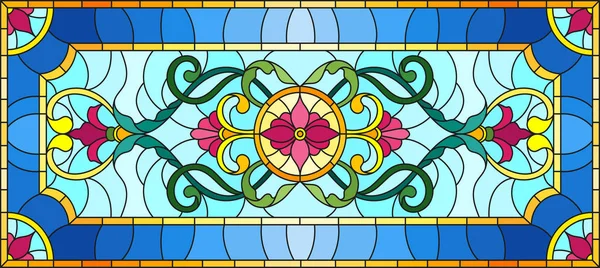 llustration ile soyut swirls, vitray tarzında çiçekler ve hafif bir arka plan üzerinde yatay yönlendirme bırakır