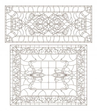 Boyalı camların dış hatlarını soyut girdaplar ve çiçeklerle, yatay yönelimle ayarla