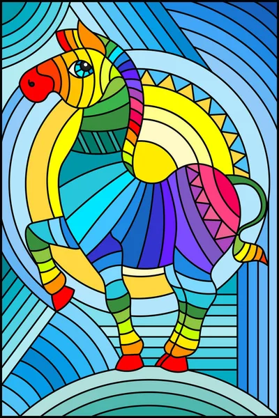 Ilustración en estilo vitral con arco iris geométrico abstracto Zebra — Vector de stock
