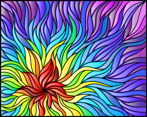 Fond abstrait de vitrail, les éléments colorés disposés dans le spectre arc-en-ciel — Image vectorielle