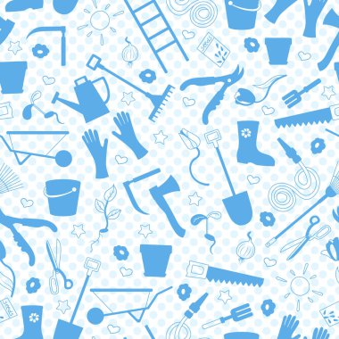 Bahçenin temasındaki pürüzsüz desen, ekme ve büyüyen hasat, basit bir çevre simgeleri, mavi arkaplan benekli mavi siluet simgeleri