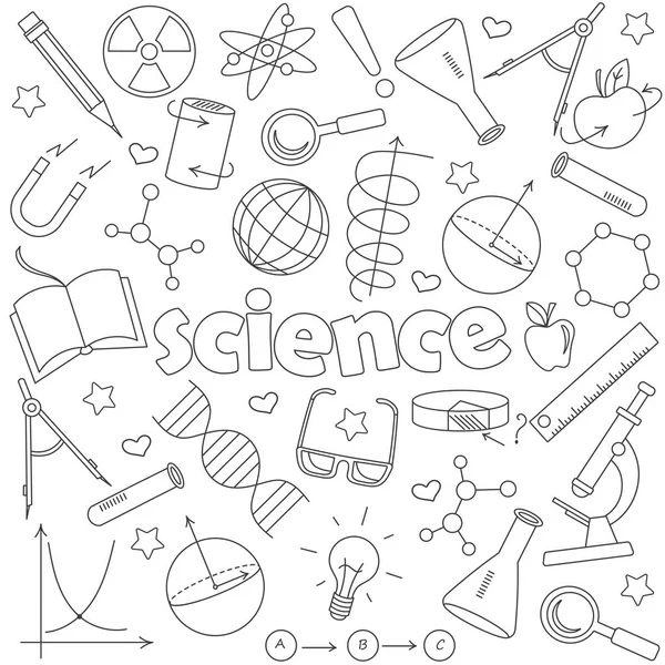 Icone set di icone di contorno sul tema dell'educazione e della scienza, icone di contorno scuro su sfondo bianco — Vettoriale Stock