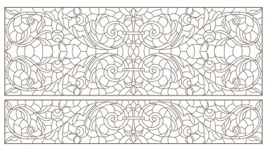 Boyalı camların dış hatlarını soyut girdaplar ve çiçeklerle, yatay yönelimle ayarla