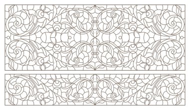 Boyalı camların dış hatlarını soyut girdaplar ve çiçeklerle, yatay yönelimle ayarla