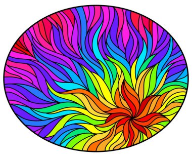 Renkli öğeleri gökkuşağı spektrumunda düzenlenmiş vitray arka plan, soyut