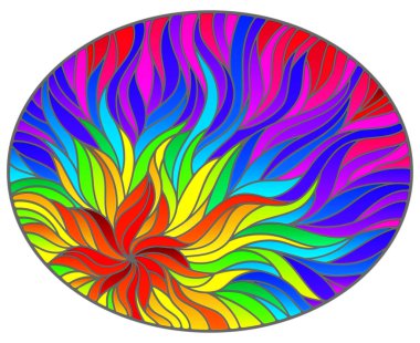 Renkli öğeleri gökkuşağı spektrumunda düzenlenmiş vitray arka plan, soyut