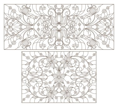 Boyalı camların dış hatlarını soyut girdaplar ve çiçeklerle, yatay yönelimle ayarla