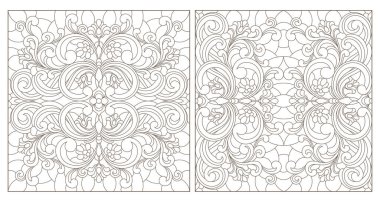 Boyalı camların dış hatlarını soyut girdaplarla ve çiçeklerle, kare resimlerle ayarla