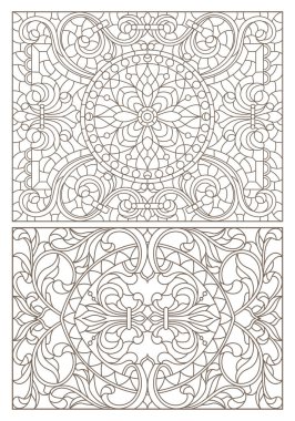 Boyalı camların dış hatlarını soyut girdaplar ve çiçeklerle, yatay yönelimle ayarla