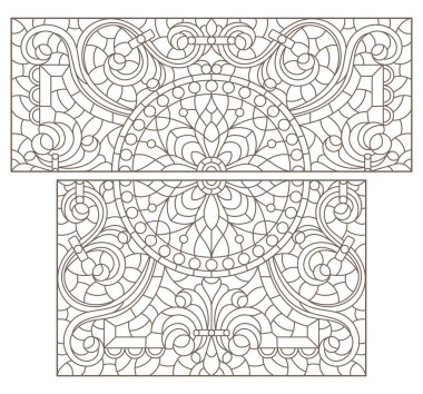 Boyalı camların dış hatlarını soyut girdaplar ve çiçeklerle, yatay yönelimle ayarla