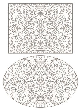 Boyalı camların dış hatlarını soyut girdaplar ve çiçeklerle, yatay yönelimle ayarla