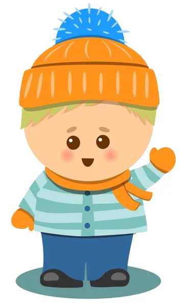 Pequeño lindo chico con invierno ropa aislado vector ilustración diseño — Vector de stock