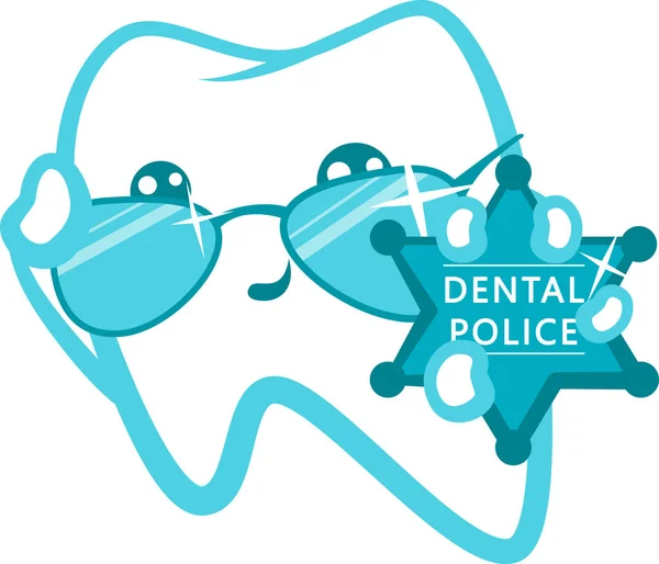 Dental Police. Cop With A Badge. — Stock Vector
